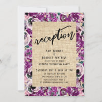 Reception Bold Pink Watercolor Flower Burlap
