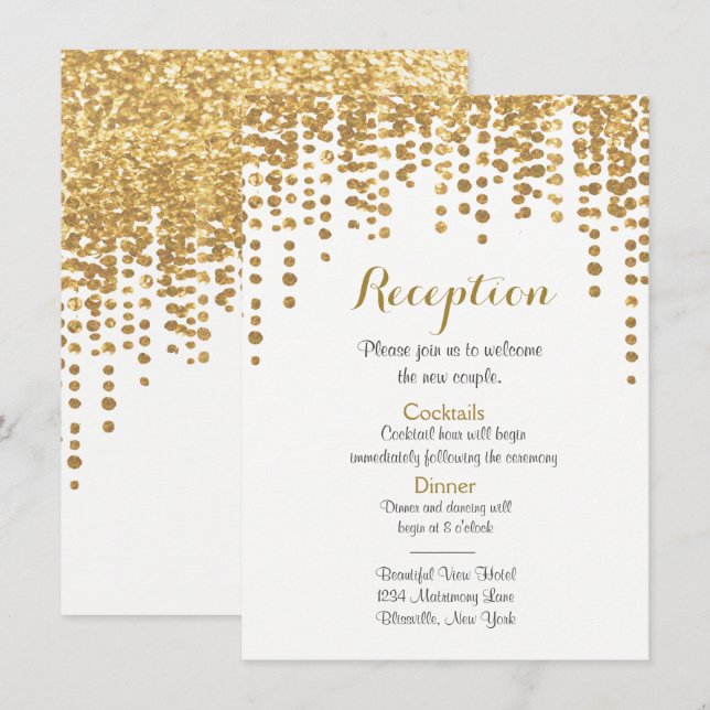 Reception Card | Gold Confetti Dots (Front/Back)