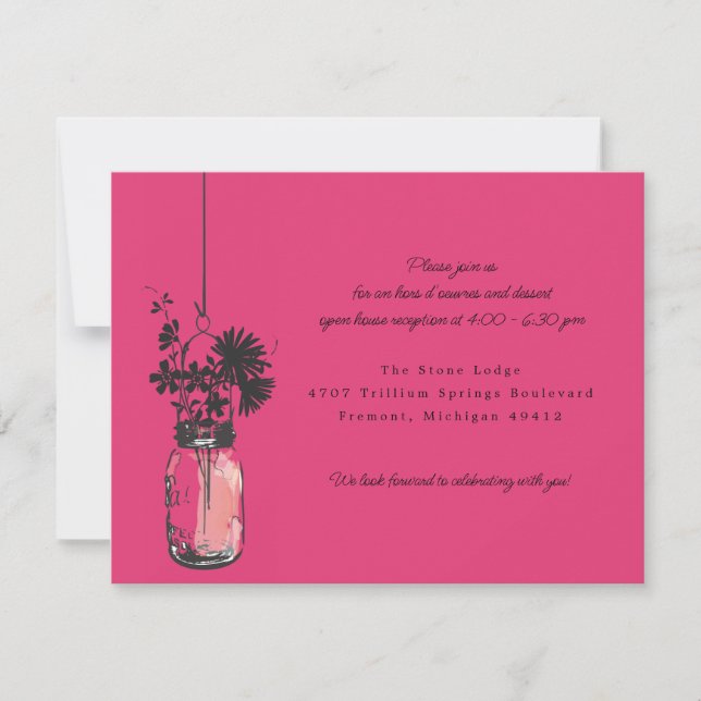 Reception Card Wild Flowers & Mason Jar (Front)