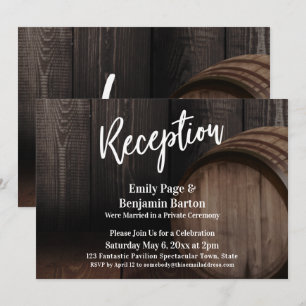 Reception Casual Handwriting Rustic Wood Barrel Invitation