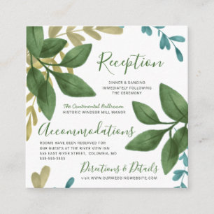 Reception & Details Watercolor Wedding Foliage Enclosure Card