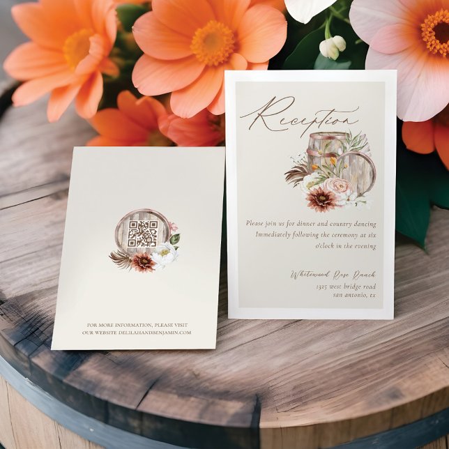 Reception Floral Barrels Western Country Wedding Enclosure Card (Creator Uploaded)