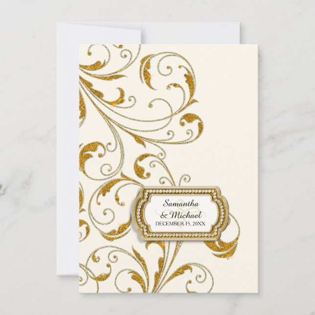 Reception Glam Old Hollywood Regency Black Tie Invitation (Front)