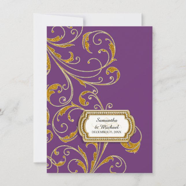 Reception Glam Old Hollywood Regency Black Tie Invitation (Front)