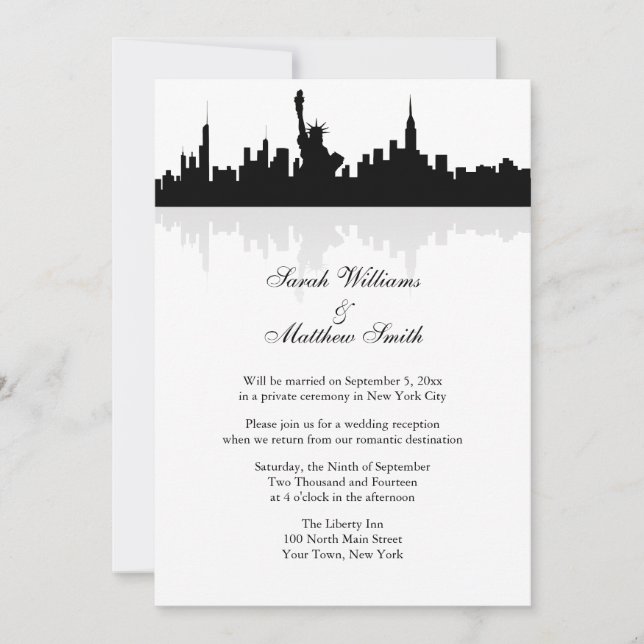 Reception Only New York Skyline Wedding Invitation (Front)