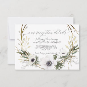 Reception Pink n White Floral BOHO Watercolor RSVP Card