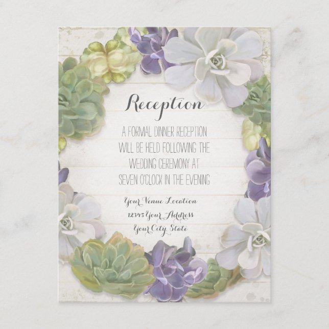 Reception Rose Peony Wreath Modern Simple Leaf Enclosure Card (Front)