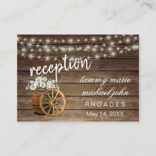 Reception - Rustic Wood Barrel with White Flowers Enclosure Card
