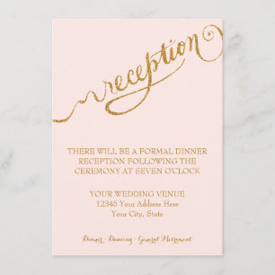 Reception Script Forever in Love Gold Glitter Enclosure Card