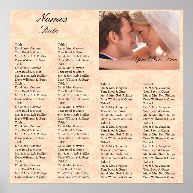 Reception Seating Chart Coral (Front)