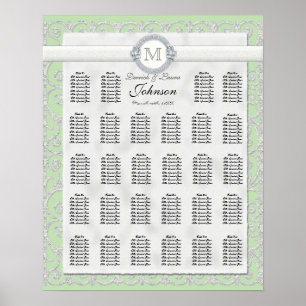 Reception Table Seating Chart, Diamonds & Lace Poster