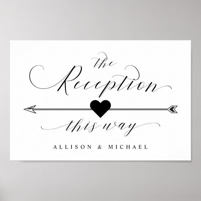 Reception This Way Elegant Script Directional Sign (Front)