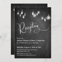 Reception Typography, Edison Lights, Chalkboard