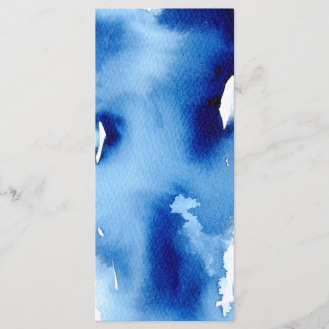 RECEPTION WEDDING MENU stylish navy watercolor (Front)