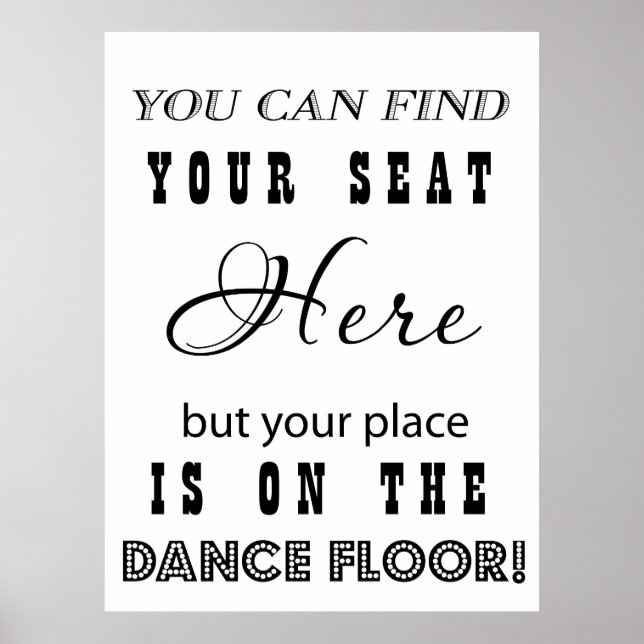 Reception Wedding Sign seating and dancing (Front)