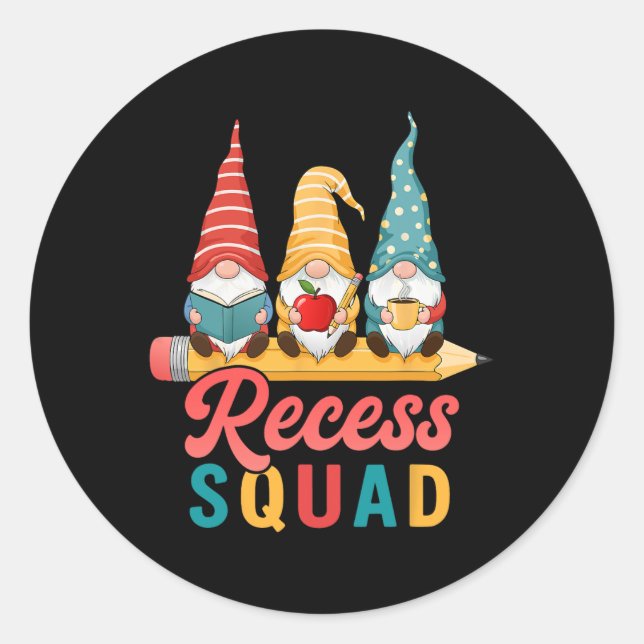 Recess Squad Teacher Para Playground Student Monit Classic Round Sticker (Front)