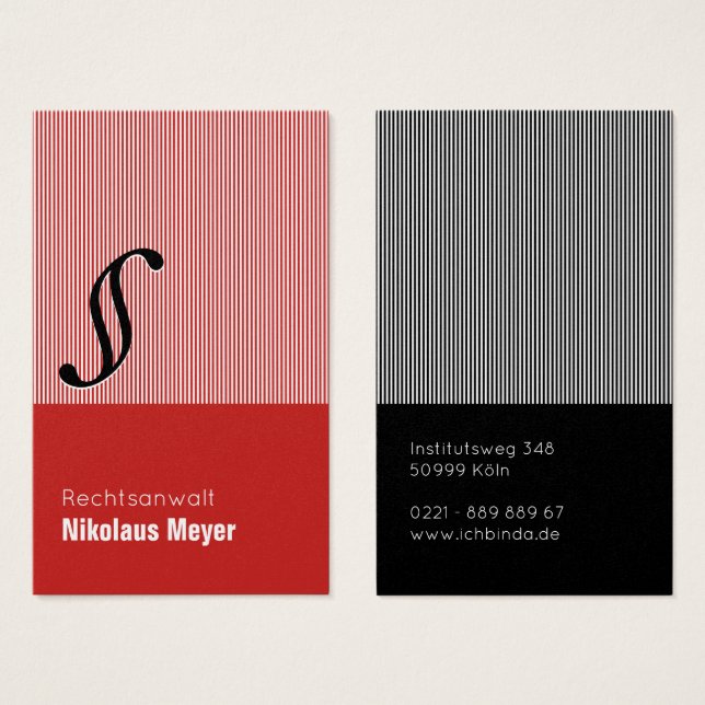 Rechtsanwalt Visitenkarten liniert (Front & Back)