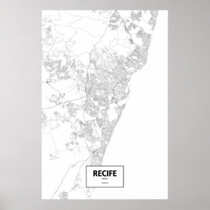 Recife, Brazil (black on white) Poster