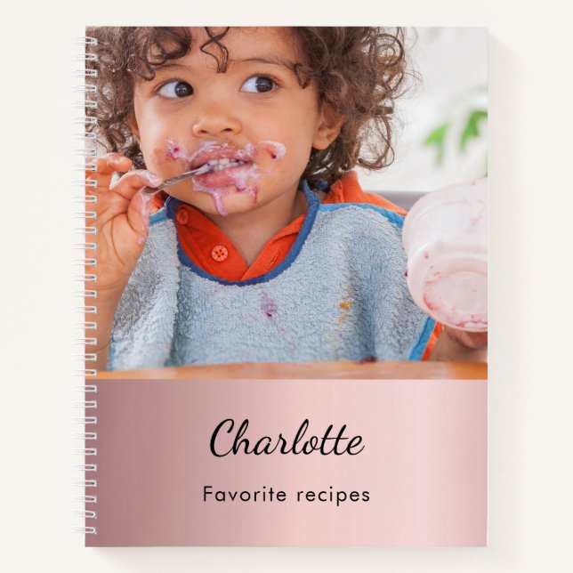 Recipe baby girl food meal photo name blush pink notebook (Front)