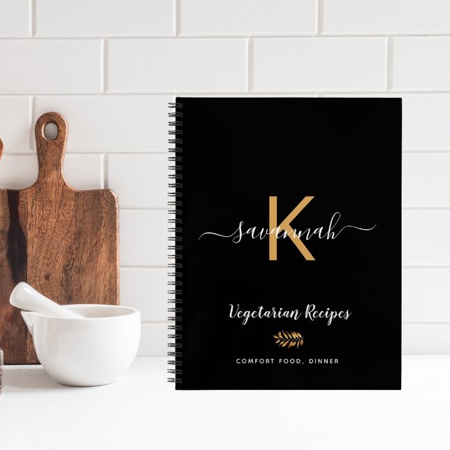 Recipe black vegitarian cookbook name notebook (Creator Uploaded)