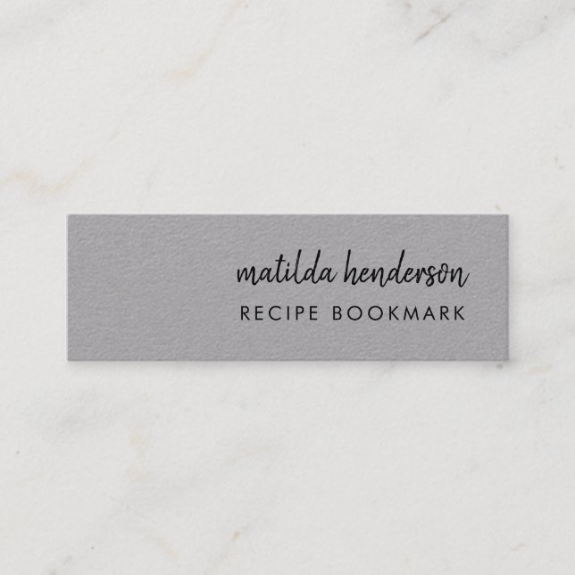 Recipe Book | Grey Recipes Mini Bookmark Card (Front)