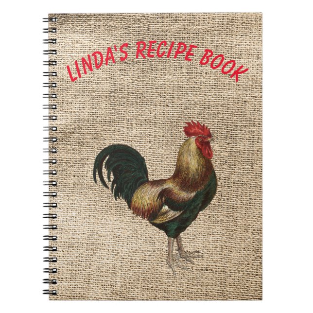Recipe Book with Rooster and Personalised (Front)