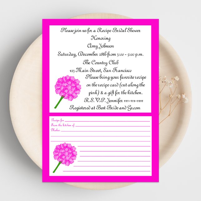 Recipe Bridal Shower Invitation - Pink Recipe Card (Creator Uploaded)