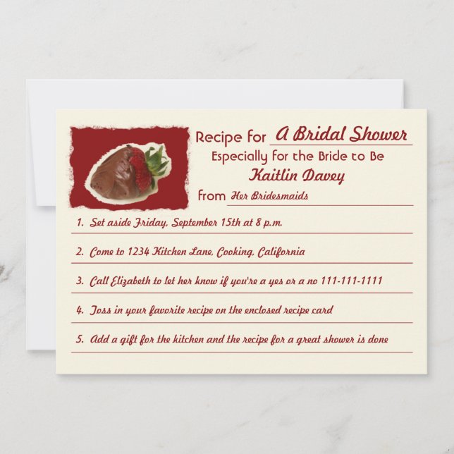 Recipe Bridal Shower Invitations (Front)