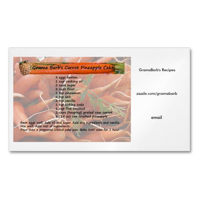 Recipe  Business Magnet Cards (Front)
