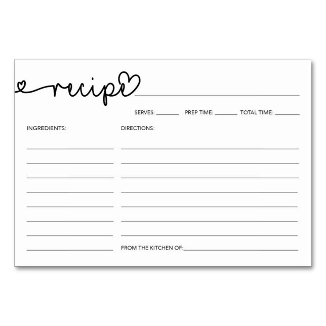 Recipe Card - Bridal Shower Recipes - Rustic (Front)