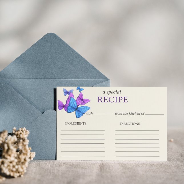 Recipe Card Butterflies Bridal Shower Game  (Creator Uploaded)