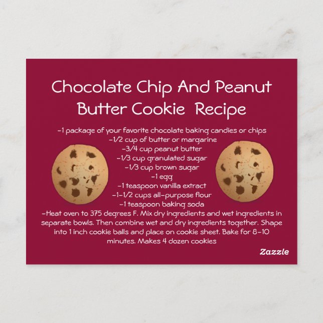 Recipe card Chocolate Chip Peanut Butter Cookie (Back)