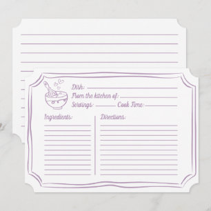 Recipe Card for Bridal Shower Elegant Lavender