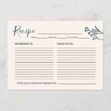 Recipe Card for the Bride Rustic Wildflower