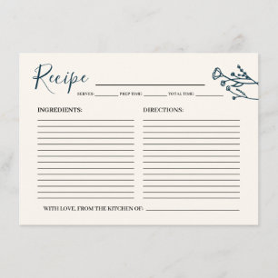 Recipe Card for the Bride Rustic Wildflower