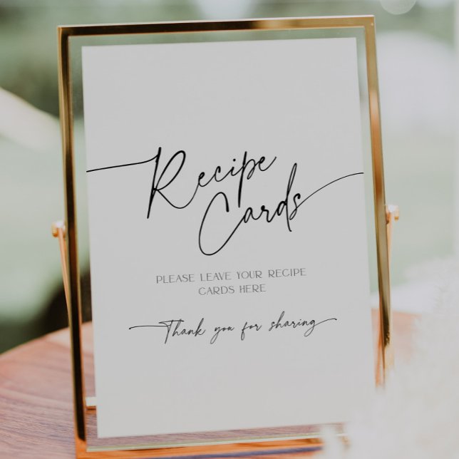 Recipe Card Minimalist Bridal Shower Script Pedestal Sign (Creator Uploaded)