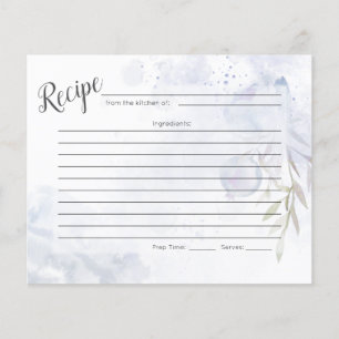 RECIPE CARD Pastel Dusty Blue Roses