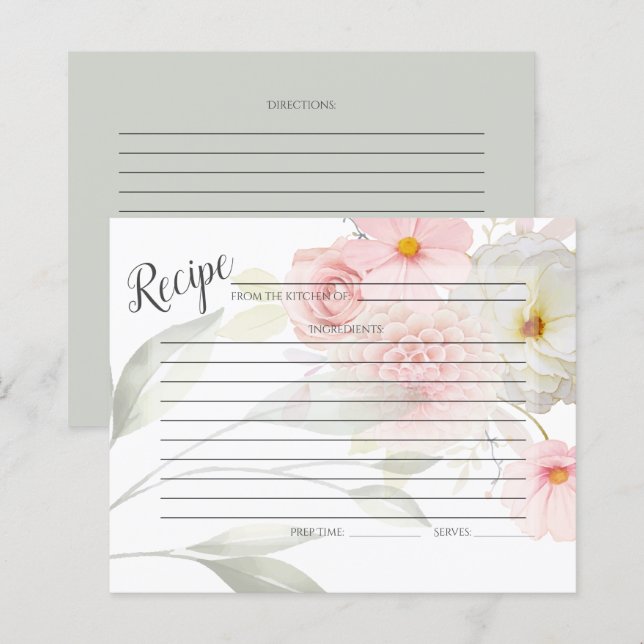 RECIPE CARD | Pastel Pink Floral Bouquet (Front/Back)