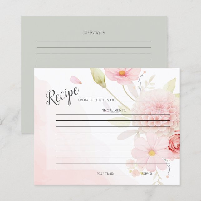 RECIPE CARD | Pastel Pink Floral Spray (Front/Back)