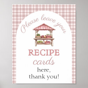 recipe card Pink Country market Bridal Shower sign