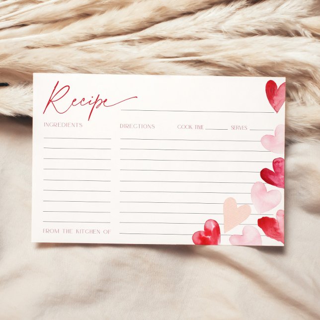 Recipe Card Pink Valentine Hearts Bridal Shower  (Creator Uploaded)