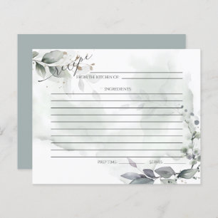 RECIPE CARD Rustic Watercolor Sage Greenery