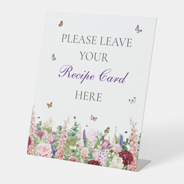 Recipe Card Sign Elegant Floral & Butterflies  (Front)