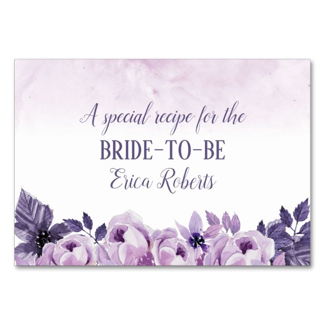 Recipe Card | Watercolor Purple Floral Elegant (Front)