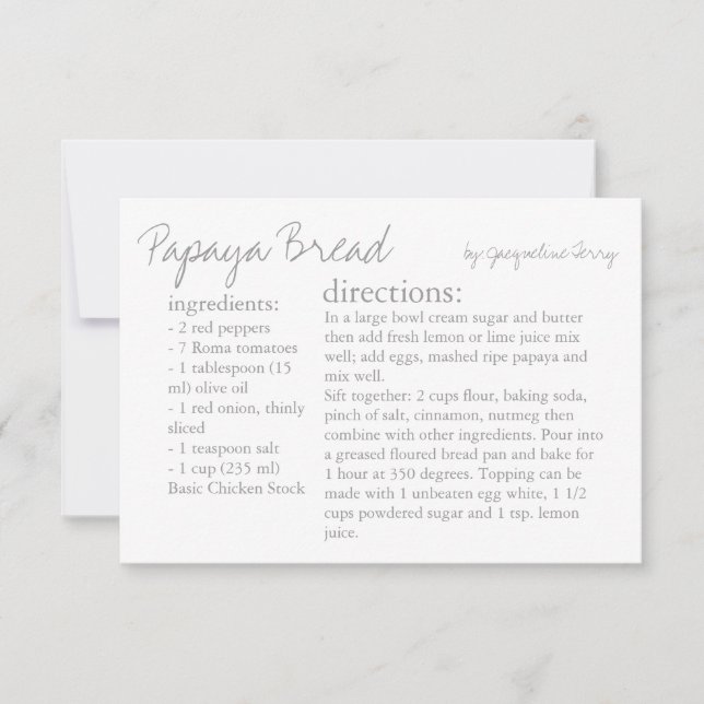 Recipe Card | Your Recipe Grey (Front)