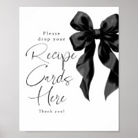 Recipe Cards Black Bow Bridal Shower Sign