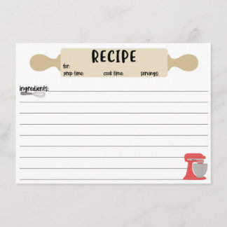 Recipe Cards Double Sided Rolling Pin Baking Theme