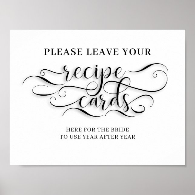 Recipe Cards For The Bride Wedding Sign (Front)