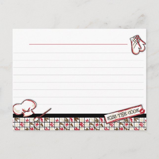 Recipe Cards . Kiss The Cook  (Front)