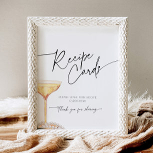 Recipe Cards Pearls and Prosecco Bridal Shower Pedestal Sign